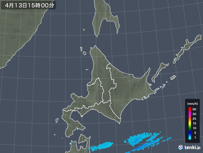北海道地方の雨雲レーダー(2020年04月13日)