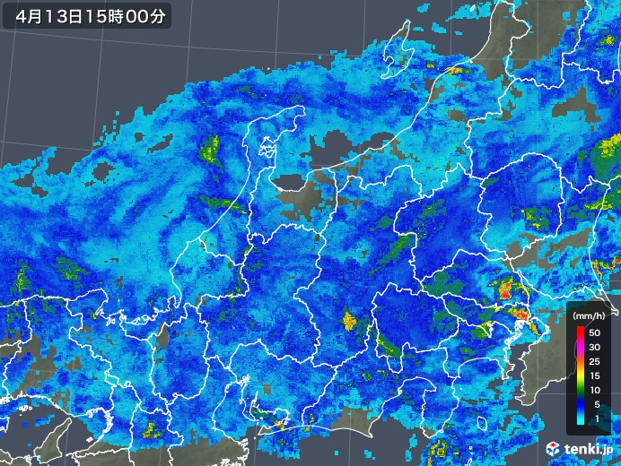 北陸地方の雨雲レーダー(2020年04月13日)