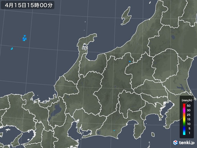 北陸地方の雨雲レーダー(2020年04月15日)