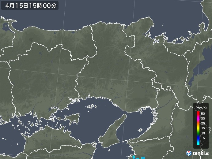 兵庫県の雨雲レーダー(2020年04月15日)