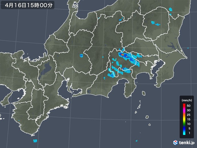 東海地方の雨雲レーダー(2020年04月16日)