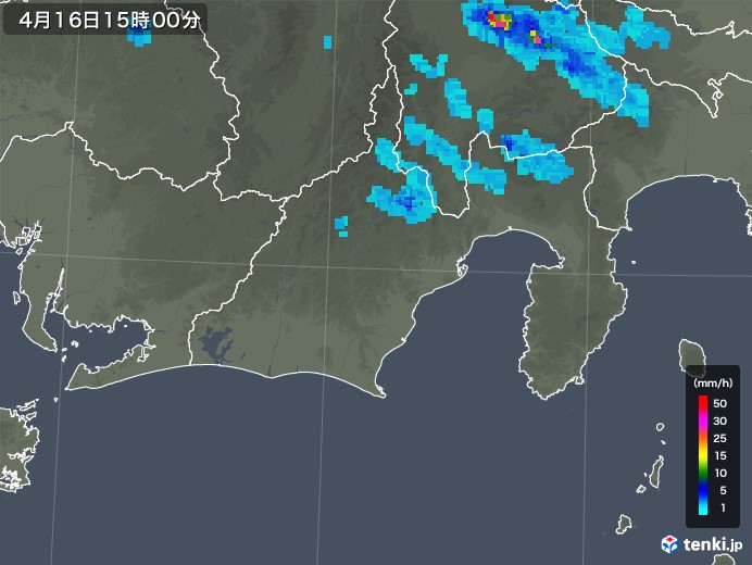 静岡県の雨雲レーダー(2020年04月16日)