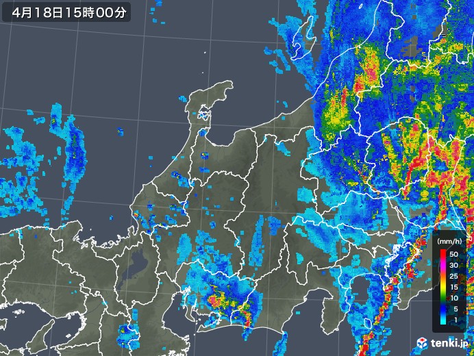 北陸地方の雨雲レーダー(2020年04月18日)