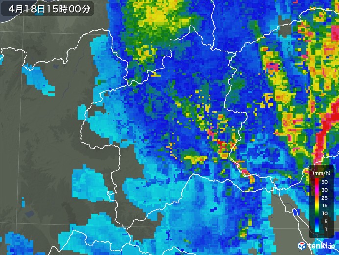 群馬県の雨雲レーダー(2020年04月18日)