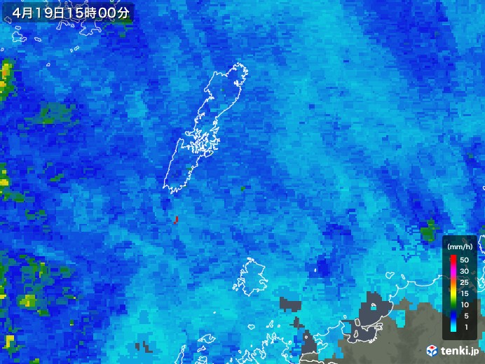 壱岐・対馬(長崎県)の雨雲レーダー(2020年04月19日)