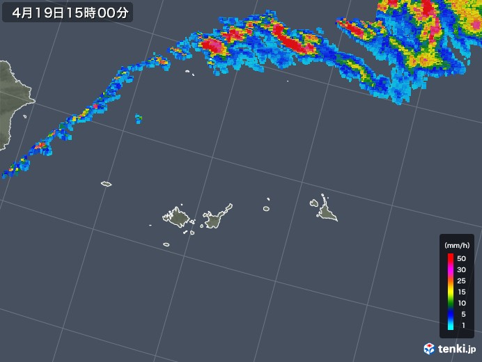 宮古・石垣・与那国(沖縄県)の雨雲レーダー(2020年04月19日)