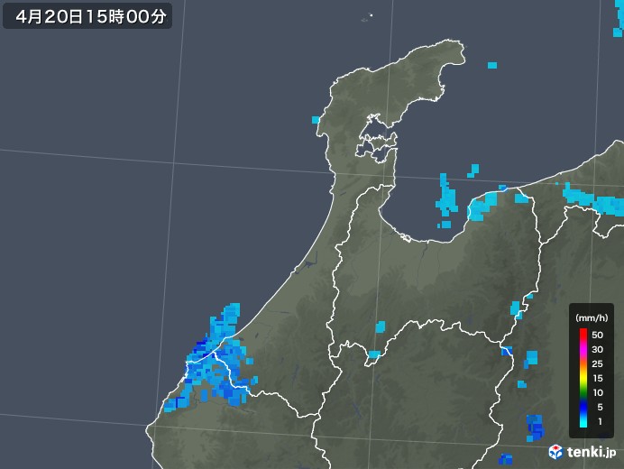 石川県の雨雲レーダー(2020年04月20日)