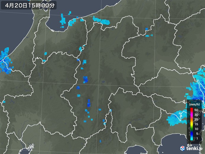 長野県の雨雲レーダー(2020年04月20日)