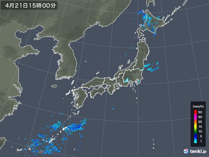 雨雲レーダー(2020年04月21日)