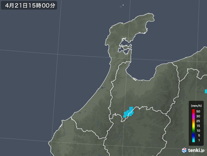 石川県の雨雲レーダー(2020年04月21日)