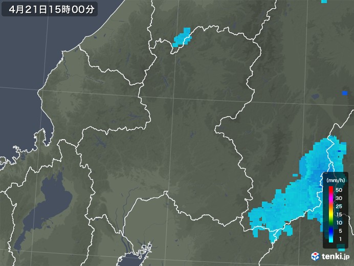 岐阜県の雨雲レーダー(2020年04月21日)