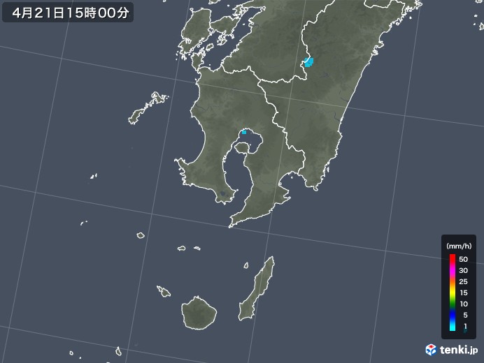 鹿児島県の雨雲レーダー(2020年04月21日)