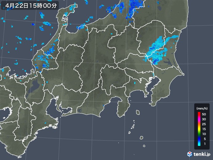 関東・甲信地方の雨雲レーダー(2020年04月22日)