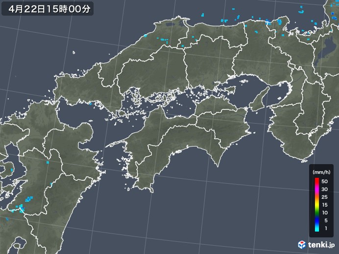 四国地方の雨雲レーダー(2020年04月22日)