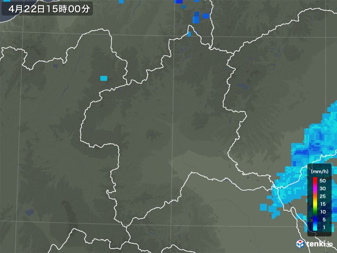 群馬県の雨雲レーダー(2020年04月22日)
