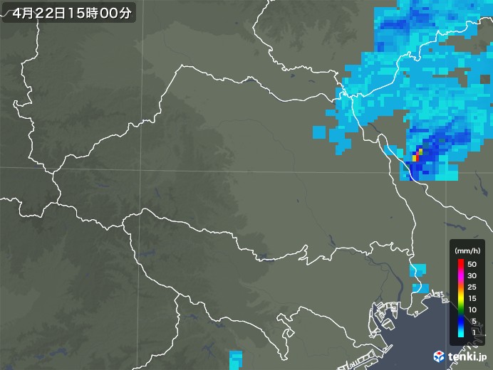 埼玉県の雨雲レーダー(2020年04月22日)