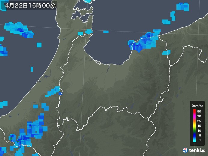 富山県の雨雲レーダー(2020年04月22日)