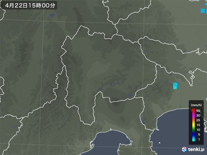 山梨県の雨雲レーダー(2020年04月22日)