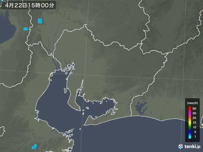 愛知県の雨雲レーダー(2020年04月22日)