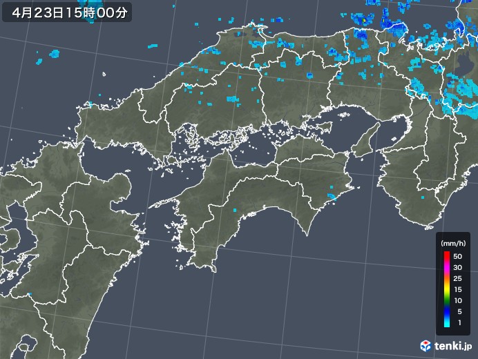 四国地方の雨雲レーダー(2020年04月23日)