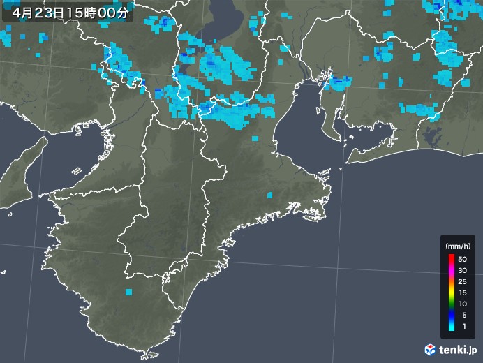 三重県の雨雲レーダー(2020年04月23日)