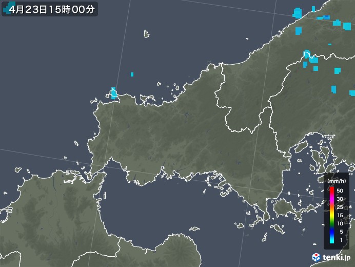 山口県の雨雲レーダー(2020年04月23日)