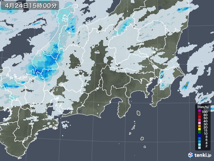 関東・甲信地方の雨雲レーダー(2020年04月24日)