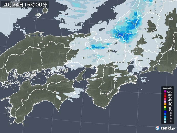 近畿地方の雨雲レーダー(2020年04月24日)