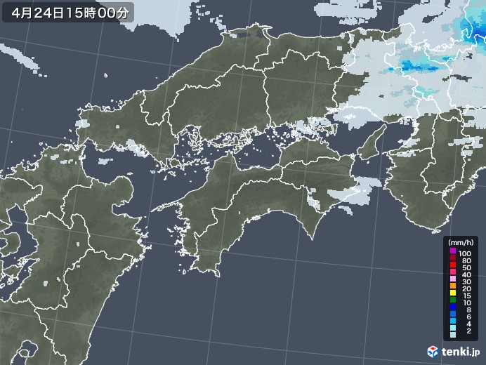 四国地方の雨雲レーダー(2020年04月24日)