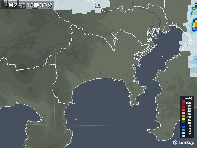 神奈川県の雨雲レーダー(2020年04月24日)