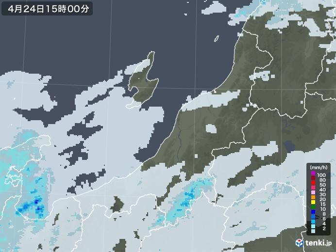 新潟県の雨雲レーダー(2020年04月24日)
