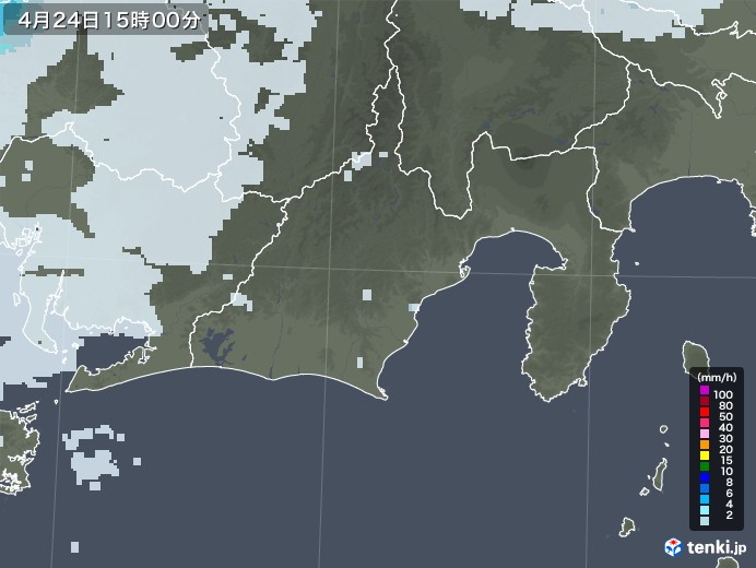 静岡県の雨雲レーダー(2020年04月24日)