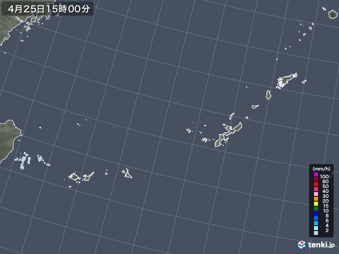 沖縄地方の雨雲レーダー(2020年04月25日)