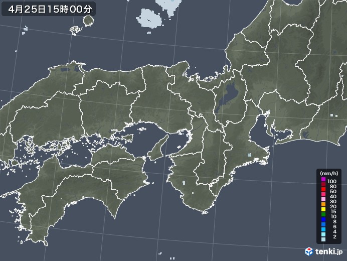 近畿地方の雨雲レーダー(2020年04月25日)