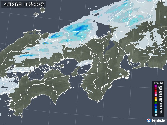 近畿地方の雨雲レーダー(2020年04月26日)