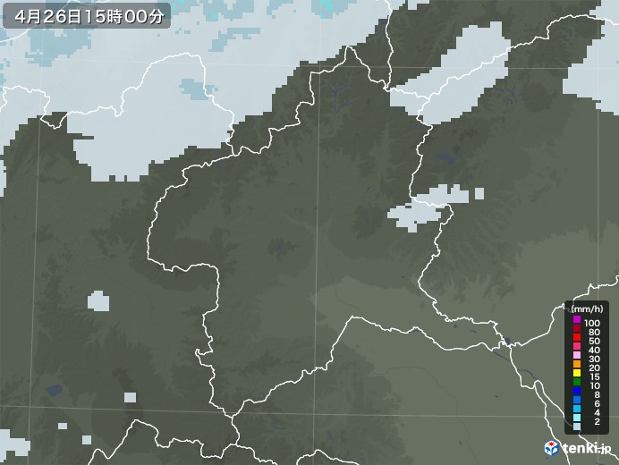 群馬県の雨雲レーダー(2020年04月26日)