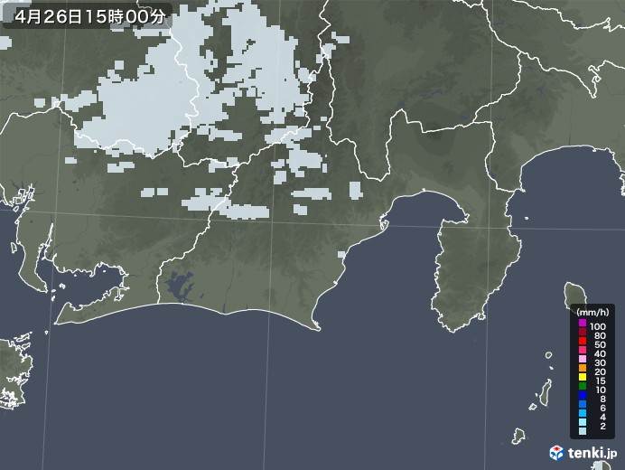 静岡県の雨雲レーダー(2020年04月26日)