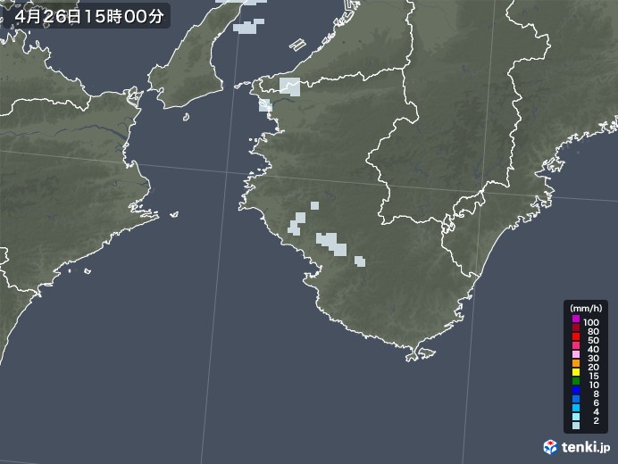 和歌山県の雨雲レーダー(2020年04月26日)