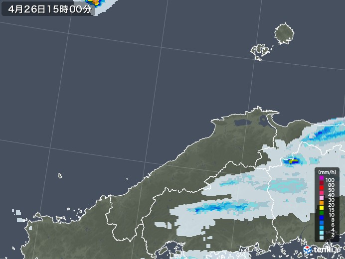 島根県の雨雲レーダー(2020年04月26日)