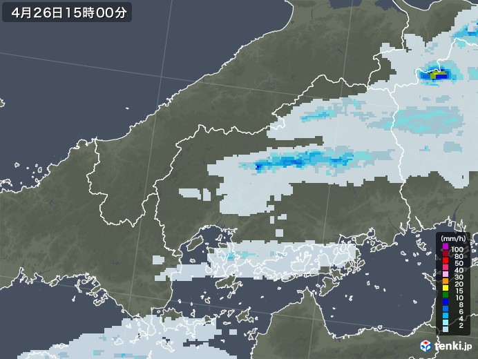 広島県の雨雲レーダー(2020年04月26日)