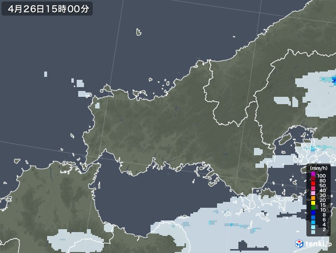 山口県の雨雲レーダー(2020年04月26日)