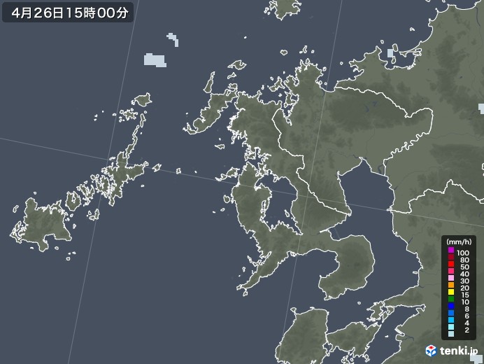 長崎県の雨雲レーダー(2020年04月26日)