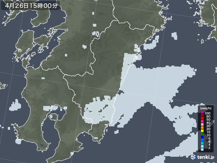 宮崎県の雨雲レーダー(2020年04月26日)