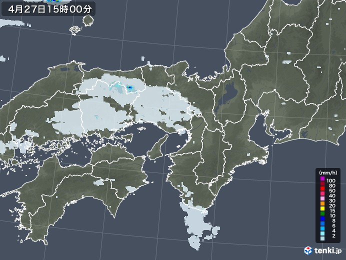 近畿地方の雨雲レーダー(2020年04月27日)