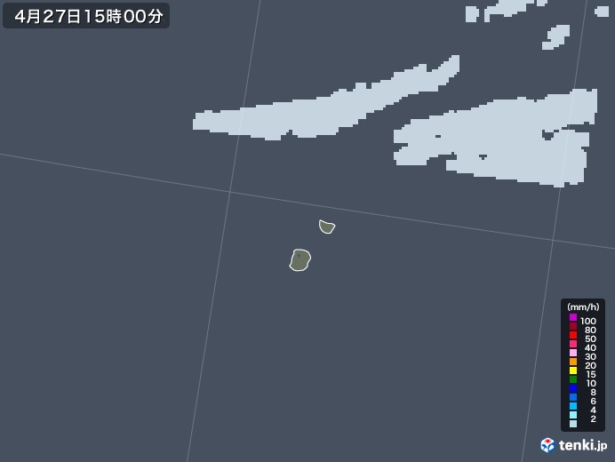 南大東島(沖縄県)の雨雲レーダー(2020年04月27日)