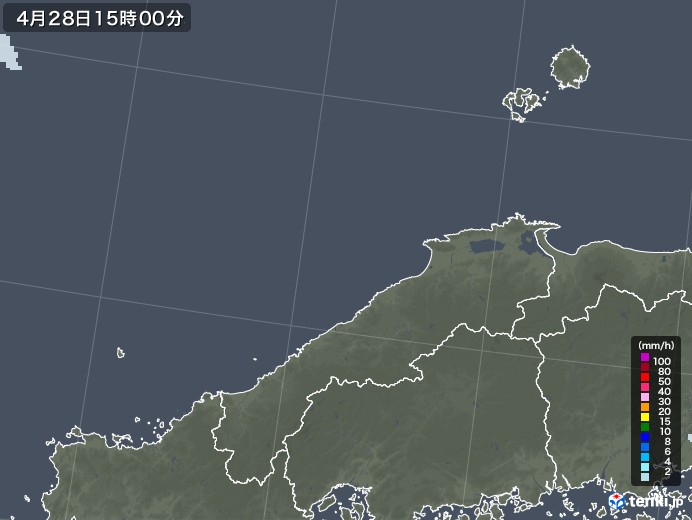 島根県の雨雲レーダー(2020年04月28日)
