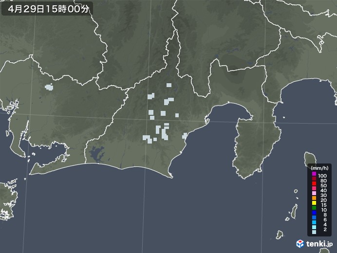 静岡県の雨雲レーダー(2020年04月29日)