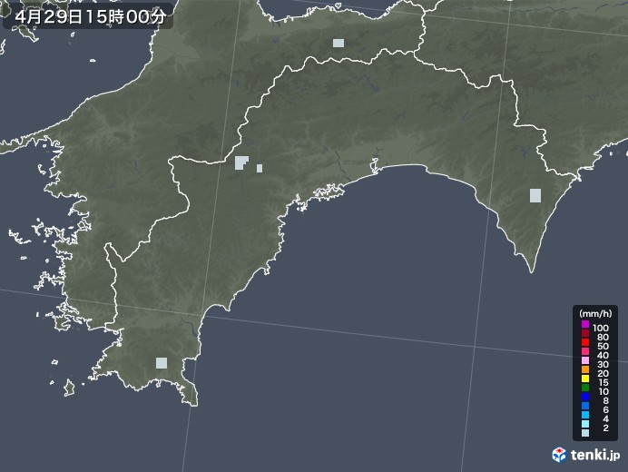 高知県の雨雲レーダー(2020年04月29日)
