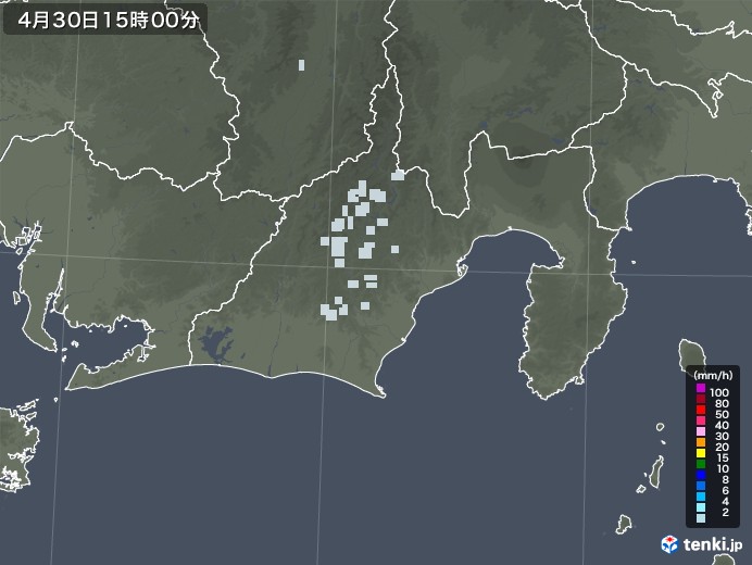 静岡県の雨雲レーダー(2020年04月30日)