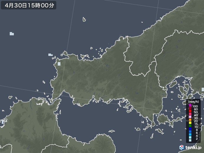 山口県の雨雲レーダー(2020年04月30日)